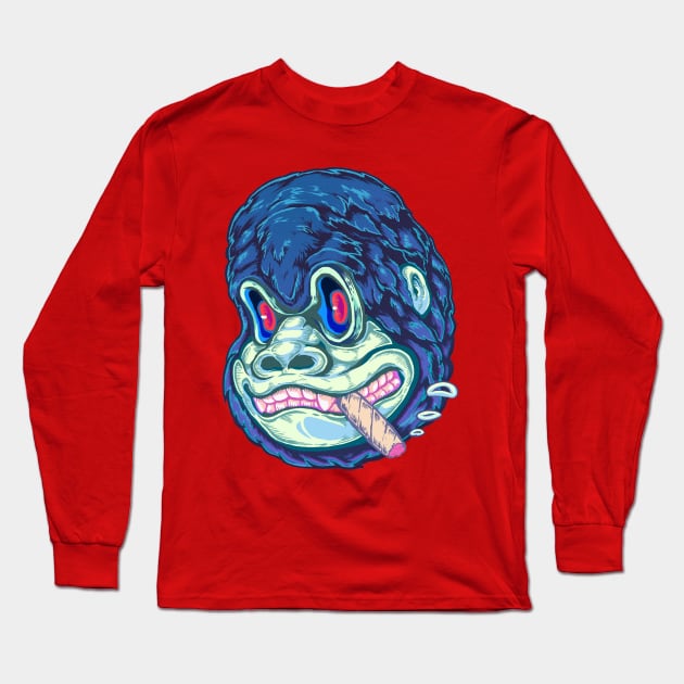 Smoking King kong Long Sleeve T-Shirt by Villainmazk